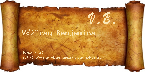 Váray Benjamina névjegykártya